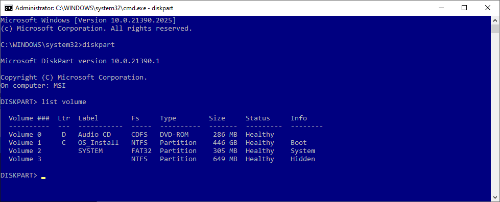 Работа с Diskpart
