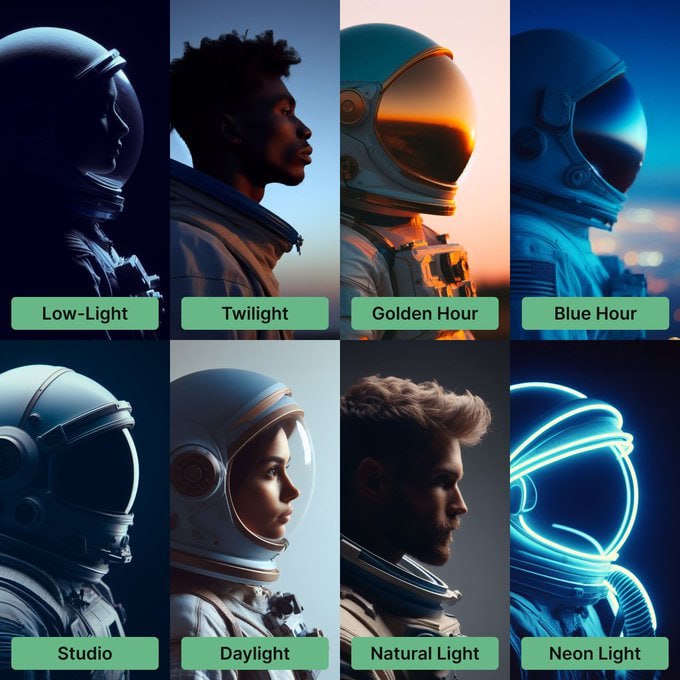 Промпты для света в Midjourney: Golden Hour, Neon, Studio