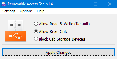 Пример включенного режима «Allow Read Only» для всех USB-флешек